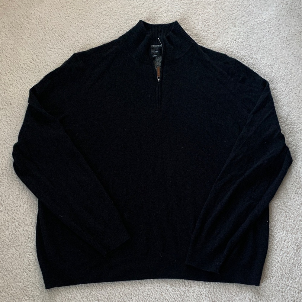 Nordstrom Men's Black Cashmere Zip-Up Sweater